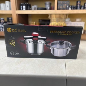 طقم طناجر قطعتين - طنجرة طغط كبسة ستانلس ثقيل 4 لتر + طنجرة 7 لتر مع غطا زجاج اضافي A.D.C 