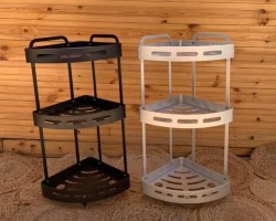 زاوية حمام المنيوم 3 رفوف ثقيل لون اسود