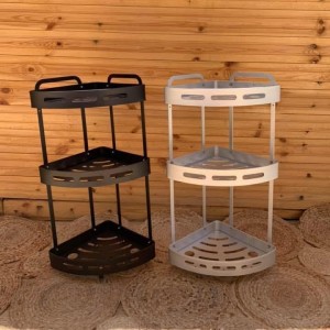 زاوية حمام المنيوم 3 رفوف ثقيل لون اسود