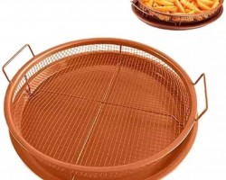 صينية شبك مقلى شيبس/بطاطا مع سدر جرانيت مدور 24سم 2 قطع مع مصفاة زيت HOME FRYER 