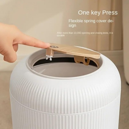 سلة مهملات غطا بامبو مع ارجل قواعد بلاستيك بيضاوي - مدور - مربع / دلو / سطل