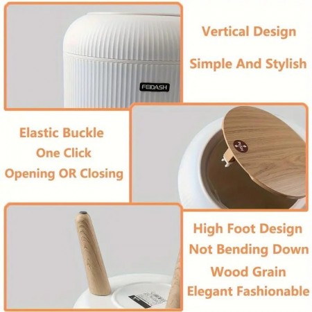 سلة مهملات غطا بامبو مع ارجل قواعد بلاستيك بيضاوي - مدور - مربع / دلو / سطل