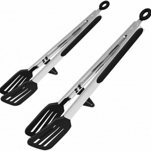 ملقط للسلطة / لحوم سيليكون اسود ثقيل  26 سم