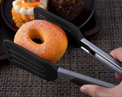 ملقط للسلطة / لحوم سيليكون اسود ثقيل  26 سم