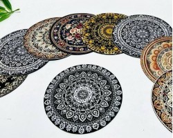 طقم كوستر ليسلي مسكة مساكات ساخن قماش مدور ومربع 6 قطع 2630-5-4