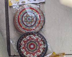 طقم كوستر ليسلي مسكة مساكات ساخن قماش مدور ومربع 6 قطع 2630-5-4