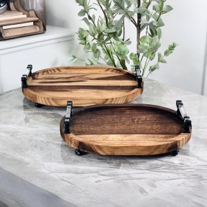 طقم مضايف هندي خشب  مكحل بيضاوي قطعتين