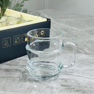 طقم كاسات شاي ماج زجاج محزز قاعدة مدور يد خاتم 12 قطعة