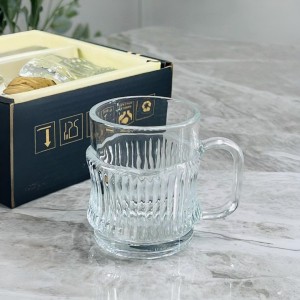 طقم كاسات شاي ماج زجاج شفاف قاعدة مدور يد خاتم 12 قطعة