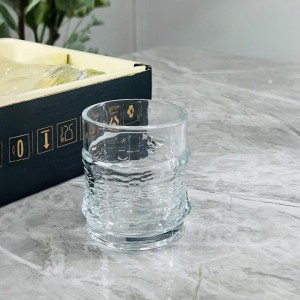 طقم كاسات شاي ماج زجاج محزز قاعدة مدور يد خاتم 12 قطعة