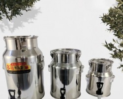 جلن /جرة زيت - حليب ستانليس مع حنفية 5 لتر مقاس  17 × 24 سم