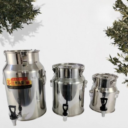 جلن /جرة زيت - حليب ستانليس مع حنفية 14  لتر مقاس  32 × 24 سم