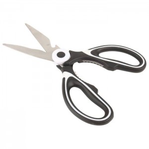 مقص اسود ثقيل مطبخ ملون حديد متعدد الاستخدام مع كسارة