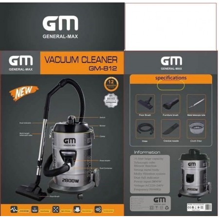 مكنسه كهرباء 21 لتر 2800 تيربو برميل GM-812