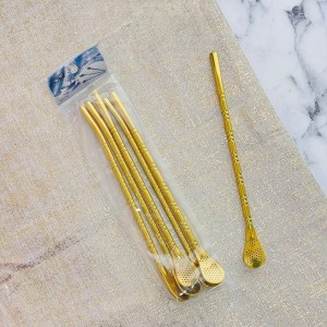 طقم مصاصات متة ستانليس ذهبي