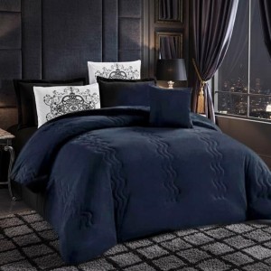 لحاف مجوز كنج مخمل شتوي تطريز زكزاك مروان 8 قطع OMED GOLD 