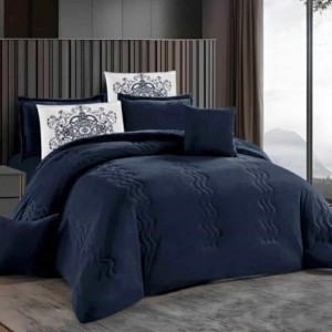 لحاف مجوز كنج مخمل شتوي تطريز زكزاك مروان 8 قطع OMED GOLD 