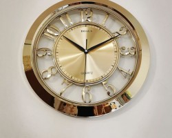 ساعة حائط  ذهبي مع ارقام انجليزية كبيرة ذهبي 40 سم BOALA