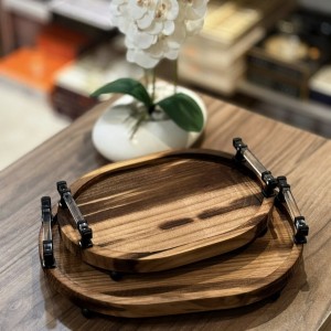 طقم مضايف هندي خشب  مكحل بيضاوي قطعتين