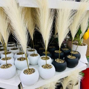 قوار بورسلان ابيض/اسود ثقيل حشوة حجر سمسم مع ريشة صغير قوار بورسلان ابيض/اسود ثقيل حشوة حجر سمسم مع ريشة صغير