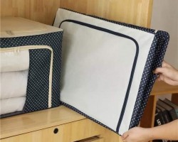 صندوق ملابس قماش مع سحاب قابل للطي مقاس 50 × 40 + 32 سم