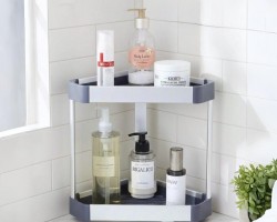 زاويه حمام - تنظيم اغراض المنيوم ثقيل رفوف لون فضي 2 طبقة 30.1 × 20.6 × 27.5 سم COR100-5