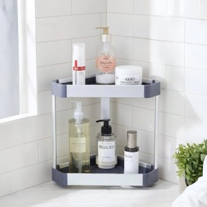 زاويه حمام - تنظيم اغراض المنيوم ثقيل رفوف لون فضي 2 طبقة 30.1 × 20.6 × 27.5 سم COR100-5