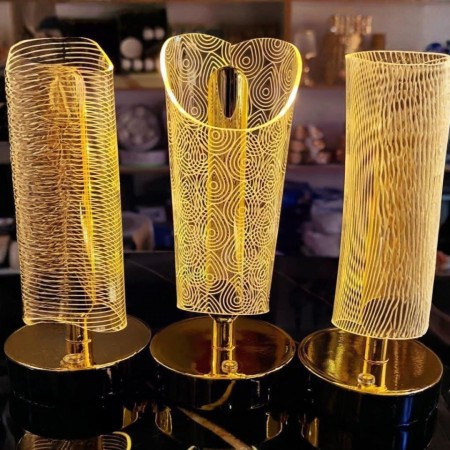 سهارة - تيبل لامب قاعدة مذهب مع اطار مرسم لمس بالوان متعددة USB 22 سم