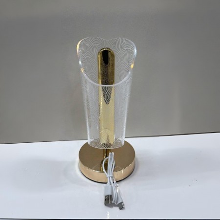 سهارة - تيبل لامب قاعدة مذهب مع اطار مرسم لمس بالوان متعددة USB 22 سم