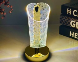 سهارة - تيبل لامب قاعدة مذهب مع اطار مرسم لمس بالوان متعددة USB 22 سم