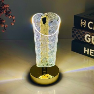 سهارة - تيبل لامب قاعدة مذهب مع اطار مرسم لمس بالوان متعددة USB 22 سم