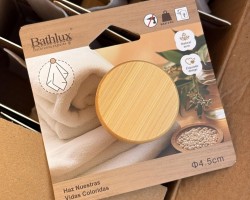 حمالة بشكير خشب بامبو مدور طبعة D62-6