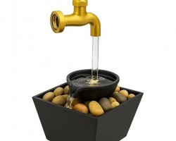 نافورة ليد مع احجار شكل شكل حنفية ذهبي واسود JS1 LED FOUNTAIN 