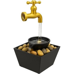 نافورة ليد مع احجار شكل شكل حنفية ذهبي واسود JS1 LED FOUNTAIN 