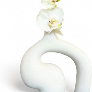 فازة / قوار ورد بوهيمي ابيض حجم وسط فرادي 16 سم