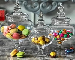 طقم مضايف كاندي 3 قطع زجاج سويت صناعة مصرية