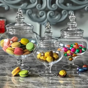 طقم مضايف كاندي 3 قطع زجاج سويت صناعة مصرية