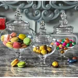 طقم مضايف كاندي 3 قطع زجاج سويت صناعة مصرية