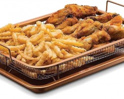 صينية شبك مقلى شيبس/بطاطا مع سدر جرانيت مستطيل 2 قطع مع مصفاة زيت HOME FRYER 