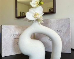 فازة / قوار ورد بوهيمي ابيض حجم وسط فرادي 16 سم