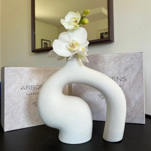 فازة / قوار ورد بوهيمي ابيض حجم وسط فرادي 16 سم