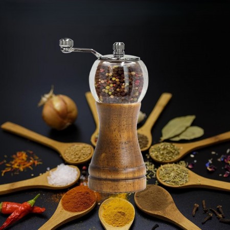 مطحنة بهار طويل خشب يدوية 