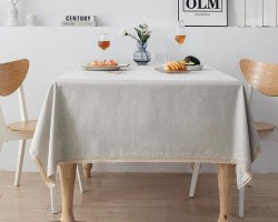 شرشف طاولة سفرة اطراف دانتيل 150×180 سم