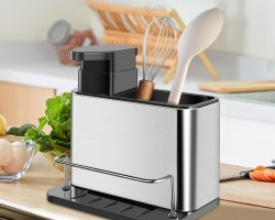 مصبنة مع حمالة / ستاند مصفاة معالق نوريستا ستانليس 2 عيون D13-4