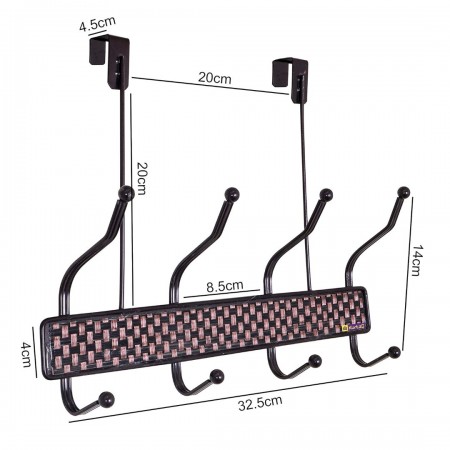 علاقة ملابس فوق الباب معدن حصير بني مجدل 4 عين