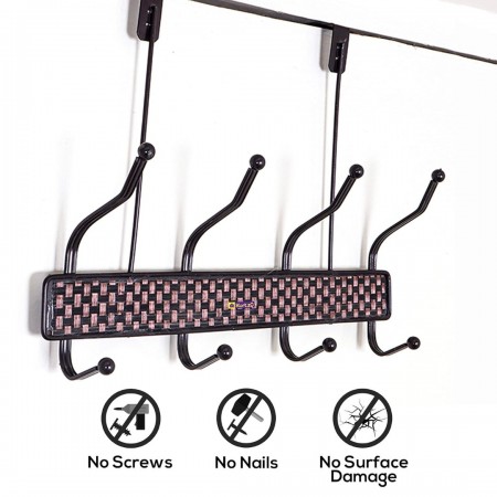 علاقة ملابس فوق الباب معدن حصير بني مجدل 4 عين