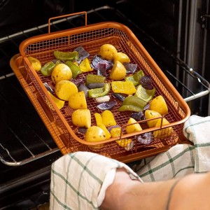 صينية شبك مقلى شيبس/بطاطا مع سدر جرانيت مستطيل 2 قطع مع مصفاة زيت HOME FRYER 