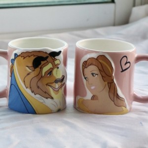 طقم ماغ كاسة كبلز مرسم اميرة والوحش بورسلان قطعتين AF094-22