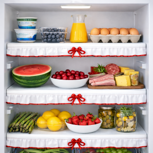 مفرش داخلي ثلاجه دانتيل سوري 4 قطع