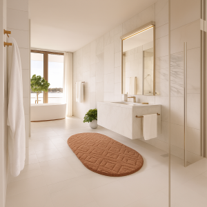 دعسة قماش فروة ارنب نافر ارضية لاصقة غير قابل للتزحلق بيضاوي  90 × 140